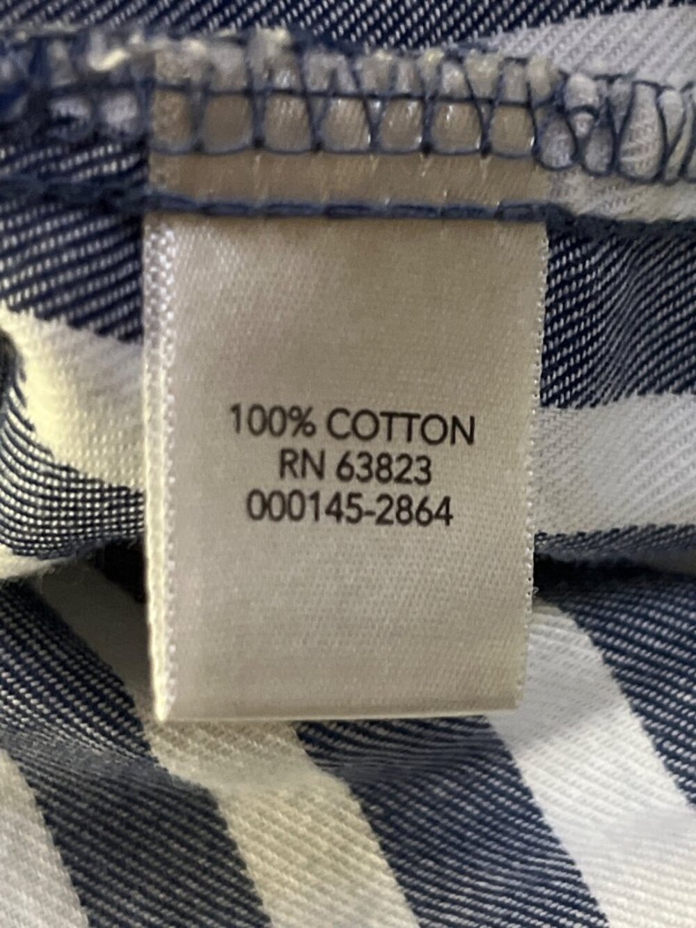 Christopher & Banks Womens L Used Blue White Striped Cotton Shirt - Picture 8 of 12